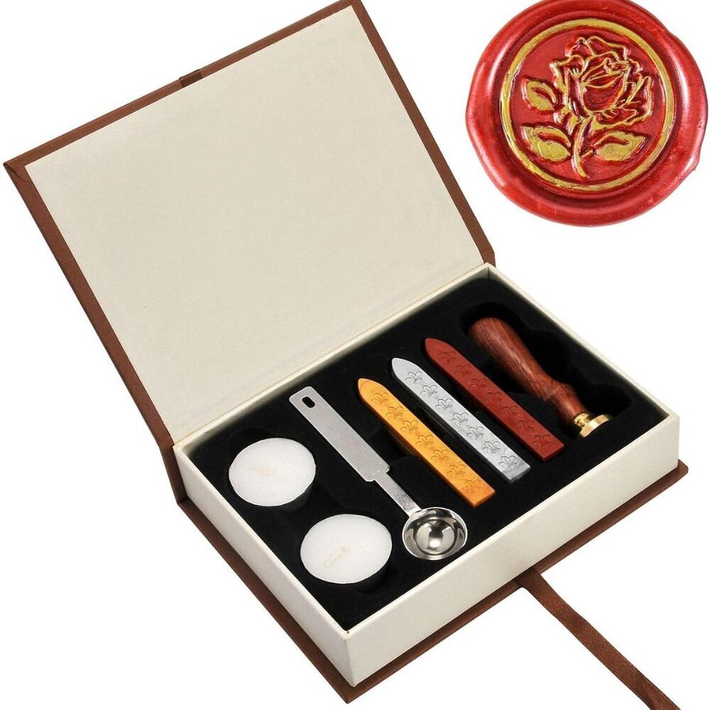 The Rose Wax Seal Stamp Set, Classic Vintage Seal Wax Stamp Set, Retro Seal Stam